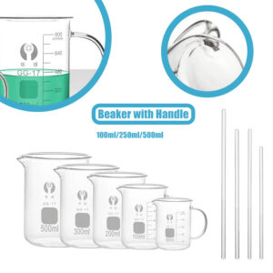 High Borosilicate Glass Measuring Cups With Handle With Glass Stirring Rod V Shaped Spout Kitchen Lab Glass Measuring Beaker