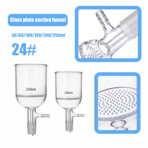 Standard Grinding Port Filter Funnel 60/100/150/250/500ML 24# Lab Glass Honeycomb Plate Funnel with Side Suction Mouth