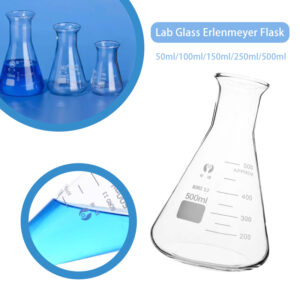 50ml to 500ml Glass Erlenmeyer Flask with Stopper Triangle/Conical Flask Bottle with Trumpet Mouth for Lab Experiments